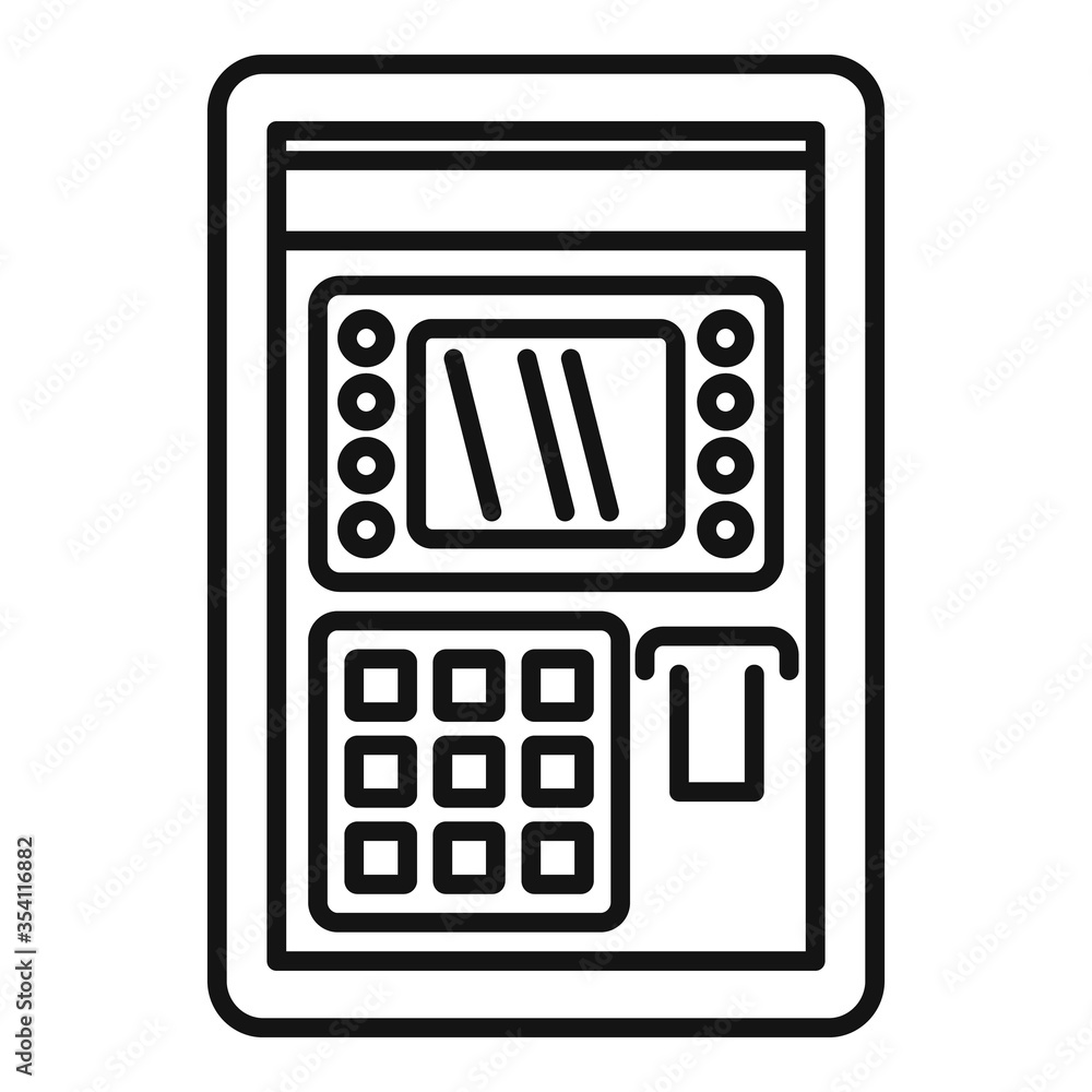 Poster atm pin code icon. outline atm pin code vector icon for web design isolated on white background