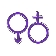 Male and female symbol set. Gender vector cartoon style on white isolated background.