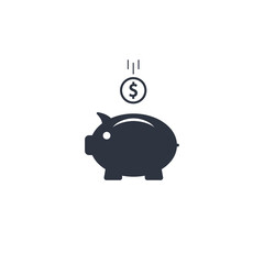 Piggy bank with coin dollar. vector symbol