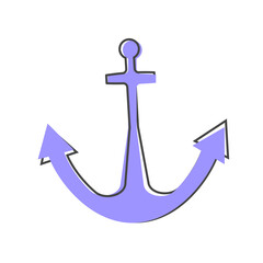 Ship's anchor vector icon. Anchor cartoon style on white isolated background. Layers grouped for easy editing illustration. For your design.