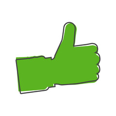 Hand Thumb Up icon flat. Vector  illustration thumb up cartoon style on white isolated background.