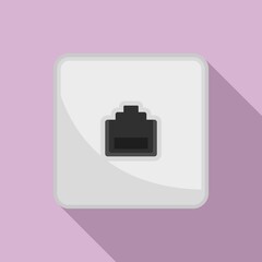 Lan port wall socket icon. Flat illustration of lan port wall socket vector icon for web design
