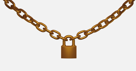 Chain with padlock. 3d rendering