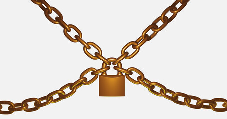 Chain with padlock. 3d rendering