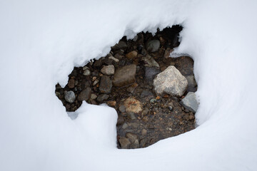 Exposed stream in melting snow