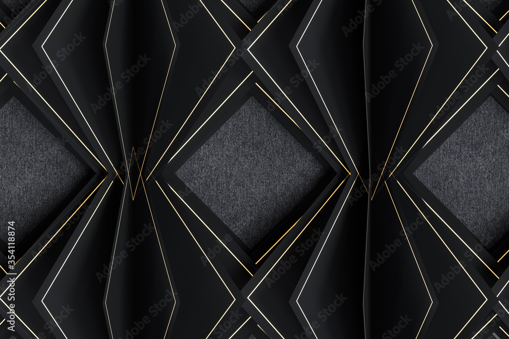 Poster geometrical background with cubic paper squares, 3d rendering.