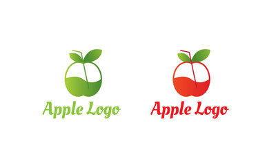 green Apple Logo and Red Apple Logo with modern style can for juice logo - fruit logo -drink symbol , food icon ,Vector EPS 10