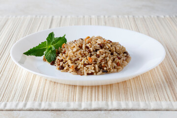 Vegetarian quinoa, rice, lentils and corn salad