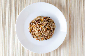 Vegetarian quinoa, rice, lentils and corn salad