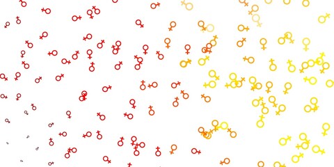 Light Red, Yellow vector pattern with feminism elements.