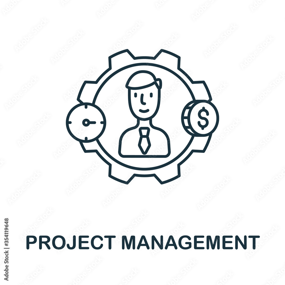 Poster project management icon from planing collection. simple line project management icon for templates, 