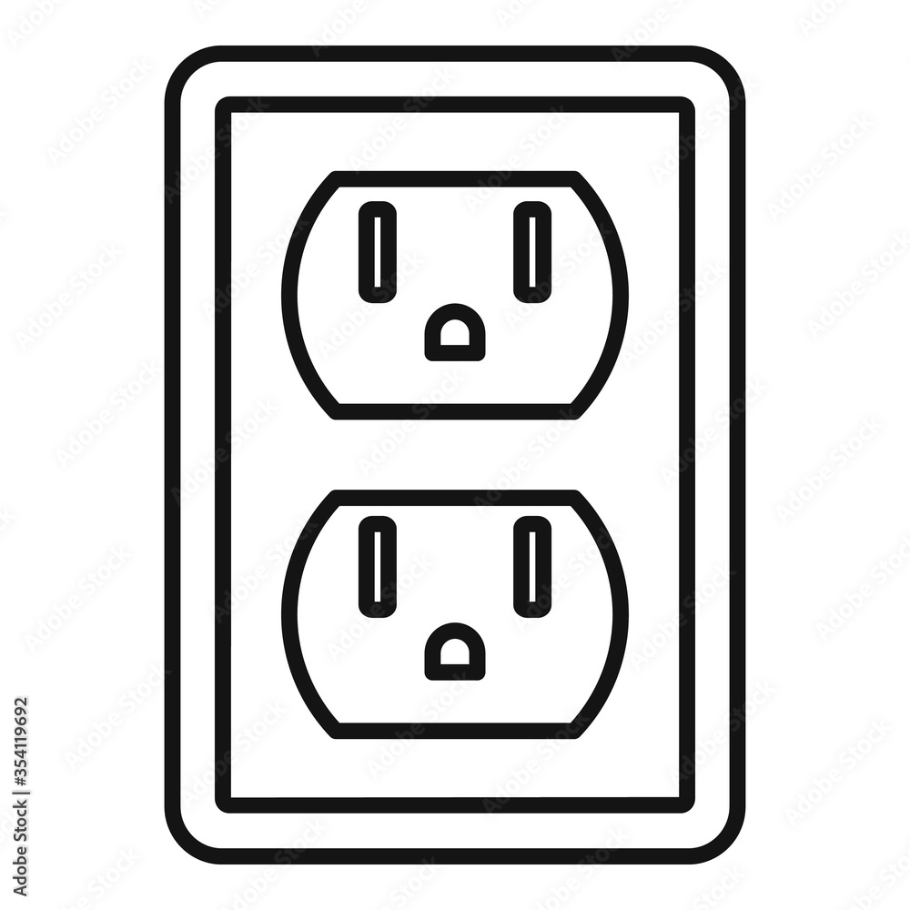 Poster double power socket icon. outline double power socket vector icon for web design isolated on white b