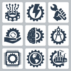 Industry and Manufacturing Related Vector Icon Set