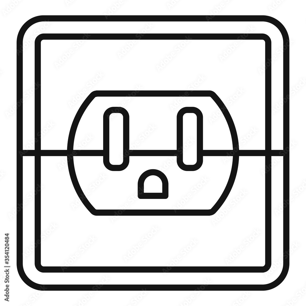 Poster device power socket icon. outline device power socket vector icon for web design isolated on white b