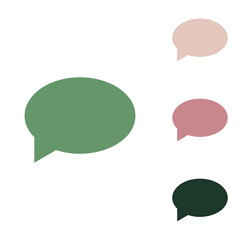 Speech bubble icon. Russian green icon with small jungle green, puce and desert sand ones on white background. Illustration.