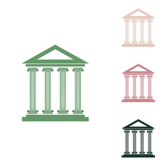 Fototapeta premium Historical building illustration. Russian green icon with small jungle green, puce and desert sand ones on white background. Illustration.