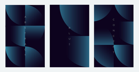 Minimalist deep blue premium abstract background set with luxury geometric dark shapes. Exclusive wallpaper design for poster, brochure, presentation, website etc. - Vector EPS