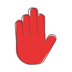 Hand icon vector cartoon style on white isolated background.