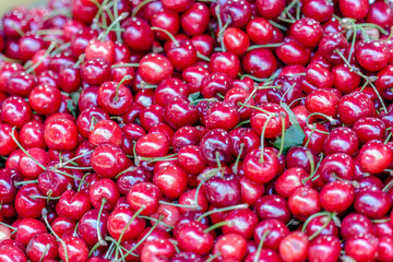 cherries in a market