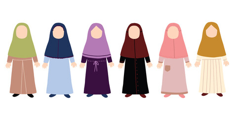 vector muslimah kids clothes style