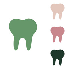 Tooth sign illustration. Russian green icon with small jungle green, puce and desert sand ones on white background. Illustration.