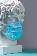 White gypsum statue of the head of Antinous