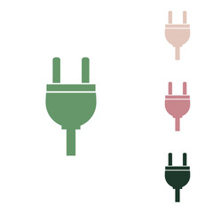 Socket sign illustration. Russian green icon with small jungle green, puce and desert sand ones on white background. Illustration.
