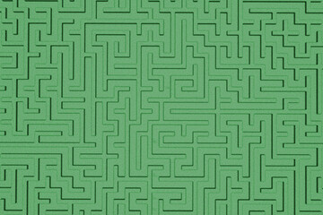 Top view of green maze grass field (3D Rendering)