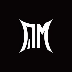 QM monogram logo with sharped shape design template © Three