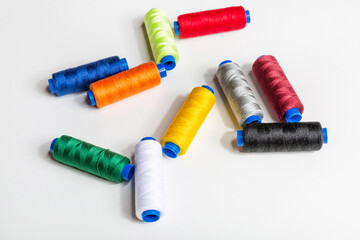 Set of multi-colored threads for sewing