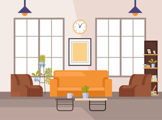 Living room modern interior concept. Vector flat graphic design illustration