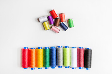 Set of multi-colored threads for sewing