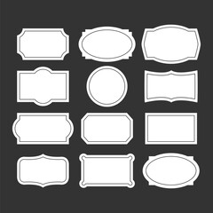 Set of vintage labels. Frames, badges, tags, sticker blank templates, wedding cards. Collection of mockups