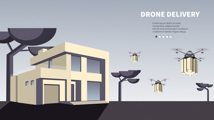 Concept for delivery service. Contact-less delivery of products. Online shopping. Vector illustration.