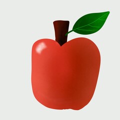 sweet digital red Apple with green leaf Concept Modern Design