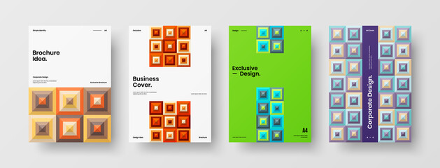 Company identity brochure template collection. Business presentation vector A4 vertical orientation front page mock up set. Corporate report cover abstract geometric illustration design layout bundle.