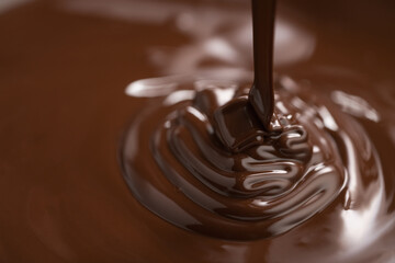 poured melted dark chcolate background closeup