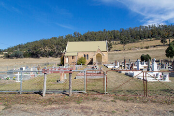 St Andrew's Anglican Church in Ellendale, Tasmania. Built on land donated for the building of a...