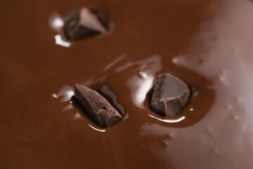 poured melted dark chcolate background closeup