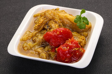 Caucasian cuisine - baked eggplant and tomato