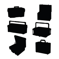 Suitcases and boxes for repair tools. Vector image