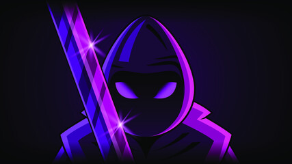 Ninja Background Vector Face Head People Warrior Samurai Blade Dark