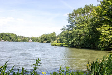 Panoramic view of park area Ruhr area North Rhine Westphalia Gelsenkirchen