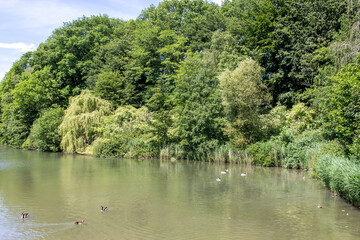 Panoramic view of park area Ruhr area North Rhine Westphalia Gelsenkirchen