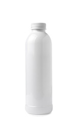 White plastic bottle isolated on a white background. White long plastic bottle