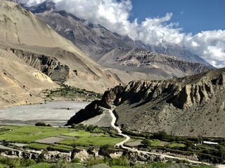 picturesque landscape of the Mustang area in Nepal