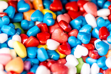 Fototapeta na wymiar pile of heart shaped sweet candies