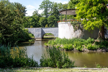 Panoramic view of park area Ruhr area North Rhine Westphalia Gelsenkirchen