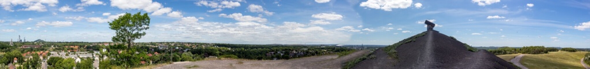 Panorama view over the Ruhr area North Rhine Westphalia Gelsenkirchen, Halde Rungenberg Coal Stoat