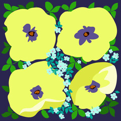 Floral trendy background for scarf print, textile, covers, surface, scrapbooking, decoupage. Bandana, pareo, home textile design